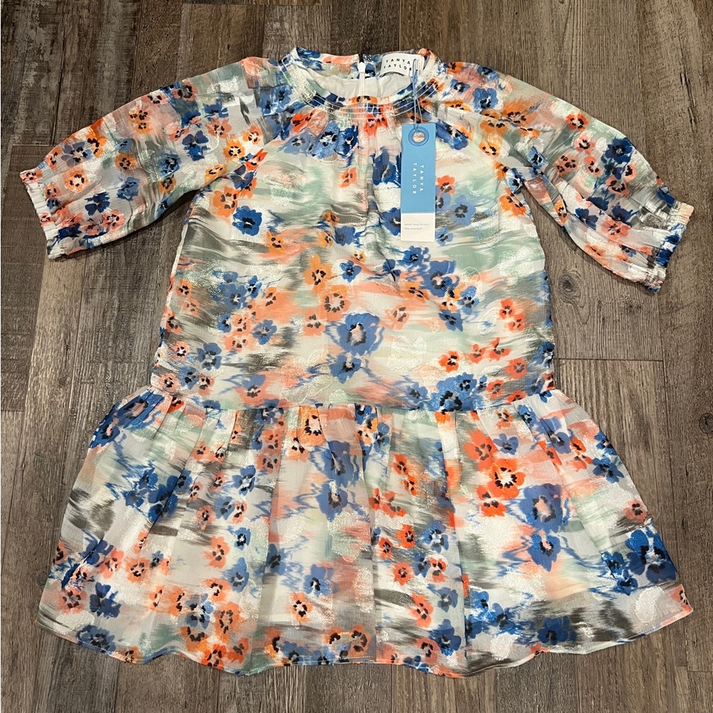 Tanya Taylor Mini Eliza Vibrant Floral Dress Size M. New with Tags!
